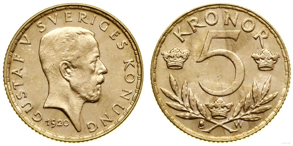 Szwecja, 5 koron, 1920