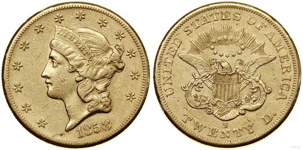 Stany Zjednoczone Ameryki (USA), 20 dolarów, 1858 S