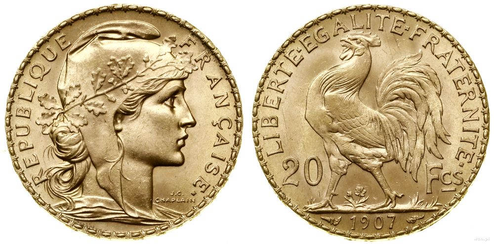 Francja, 20 franków, 1907