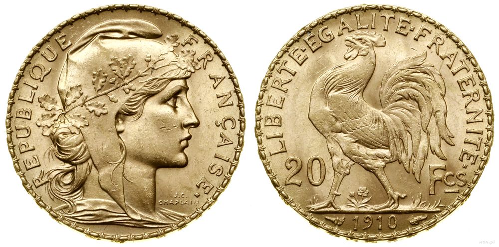 Francja, 20 franków, 1910