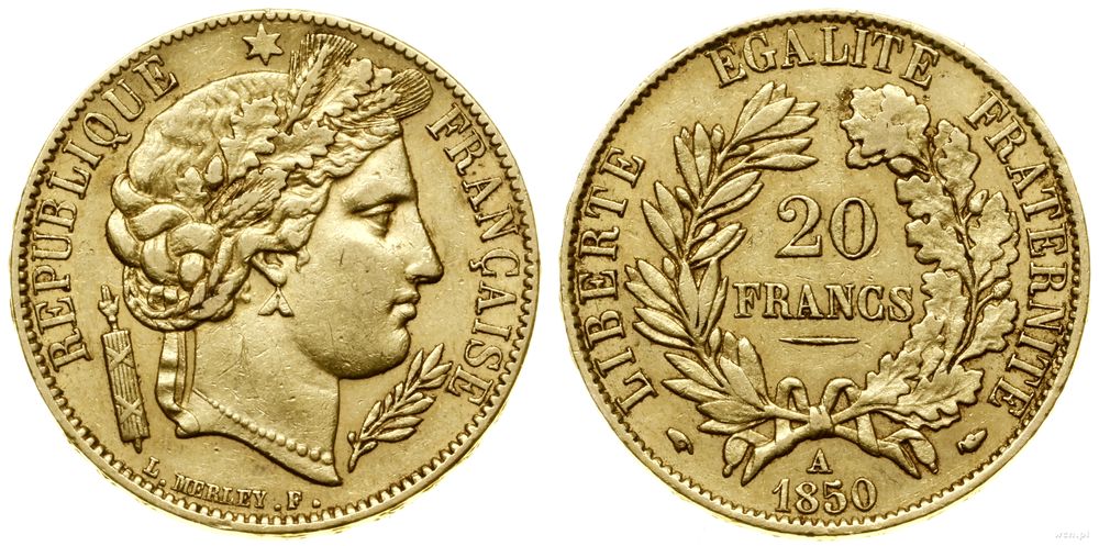 Francja, 20 franków, 1850 A