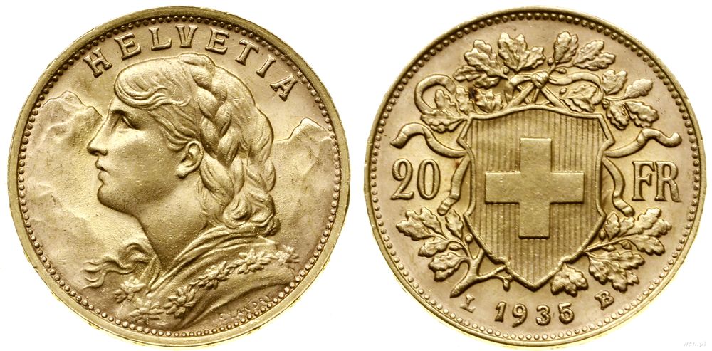 Szwajcaria, 20 franków, 1935 L-B