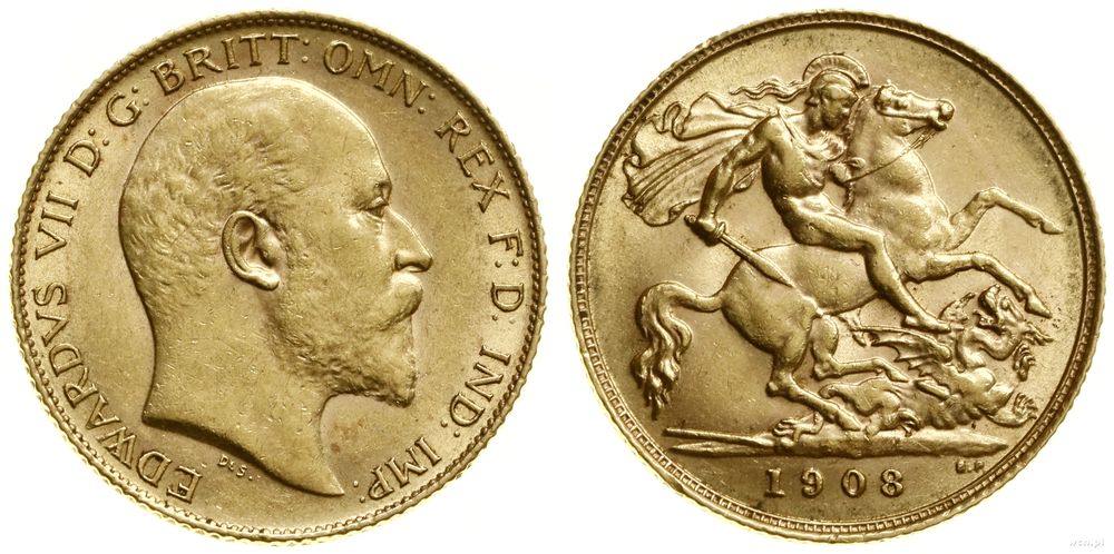 Wielka Brytania, 1/2 funta (1/2 sovereign), 1908