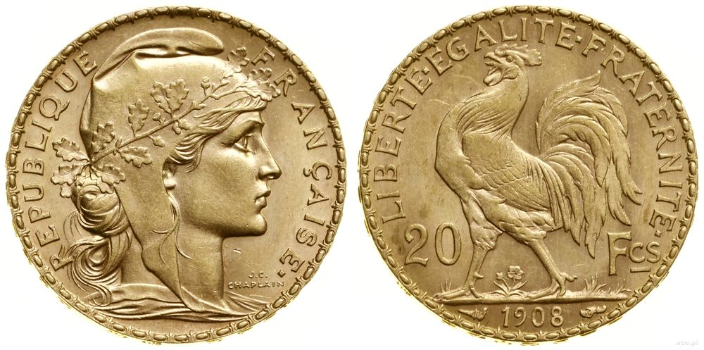 Francja, 20 franków, 1908