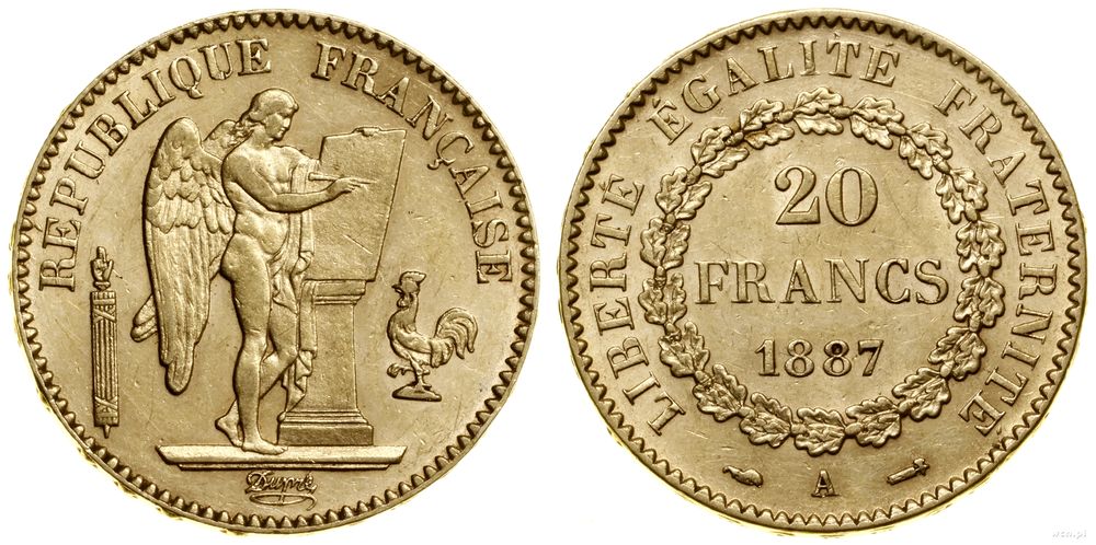 Francja, 20 franków, 1887 A