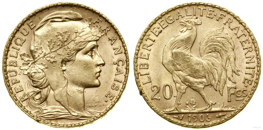 Francja, 20 franków, 1906