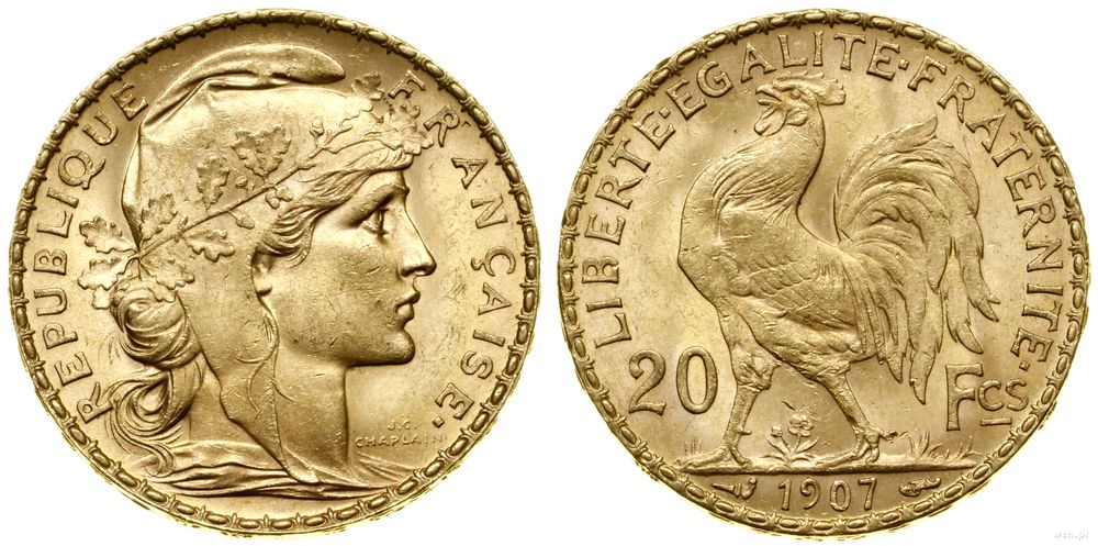 Francja, 20 franków, 1907