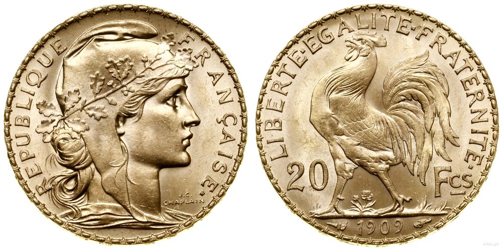 Francja, 20 franków, 1909