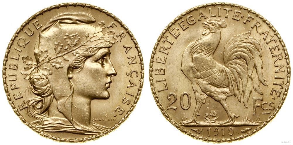 Francja, 20 franków, 1910