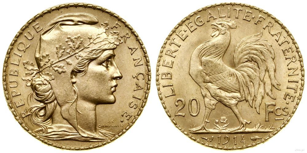 Francja, 20 franków, 1914