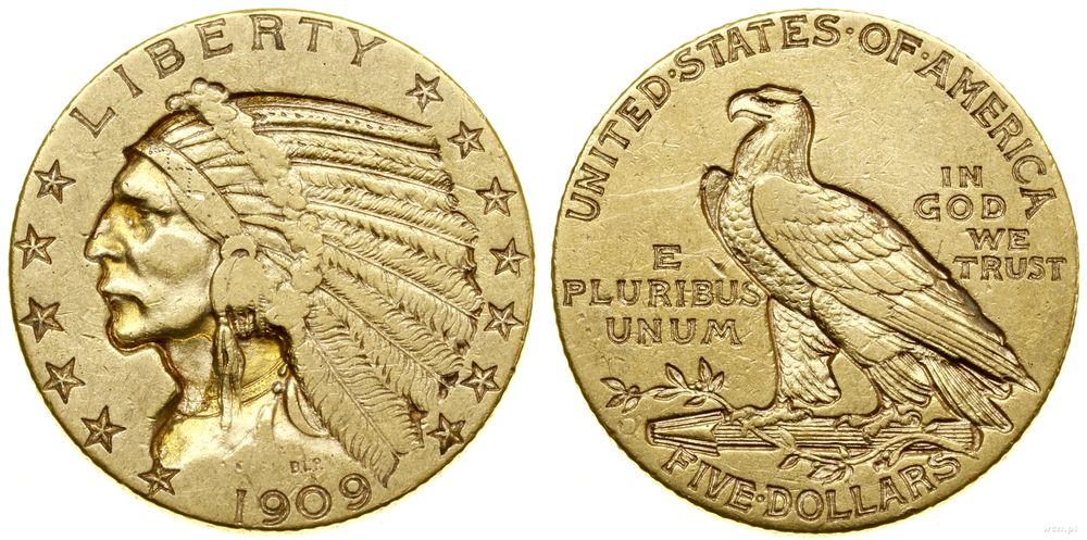 Stany Zjednoczone Ameryki (USA), 5 dolarów, 1909 D