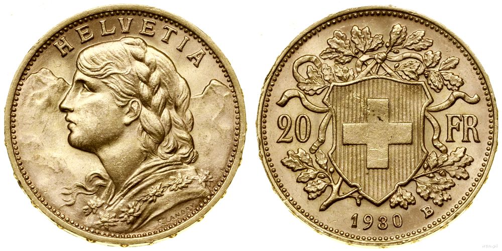 Szwajcaria, 20 franków, 1930 B
