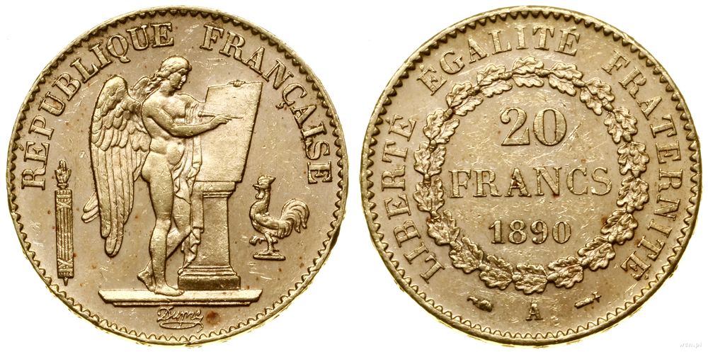 Francja, 20 franków, 1890 A