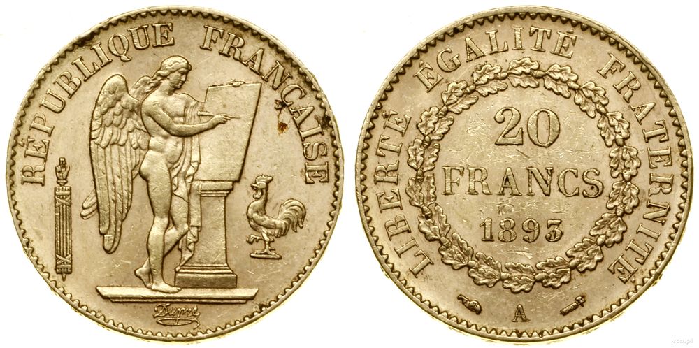 Francja, 20 franków, 1893 A