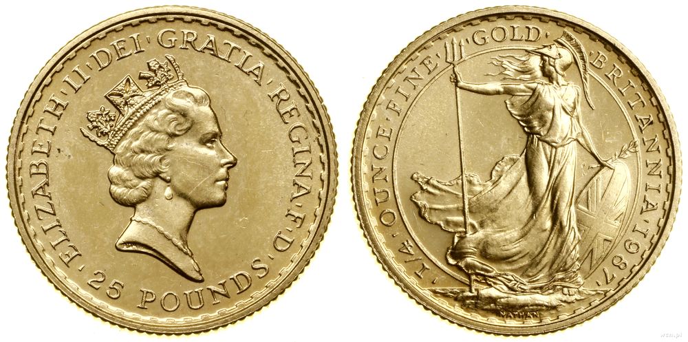 Wielka Brytania, 25 funtów = 1/4 uncji, 1987