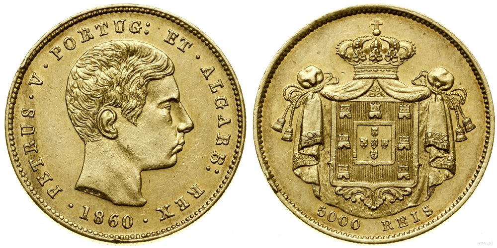 Portugalia, 5000 reis, 1860