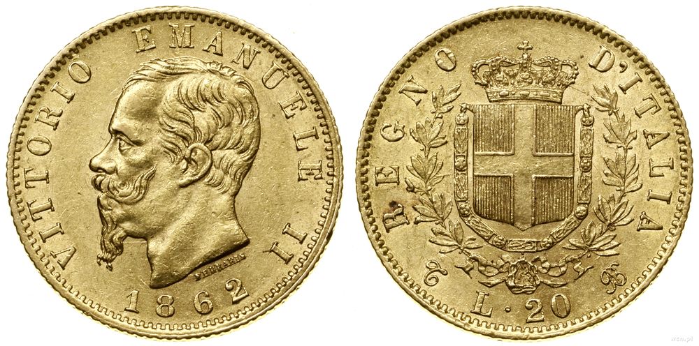 Włochy, 20 lirów, 1862 T - BN