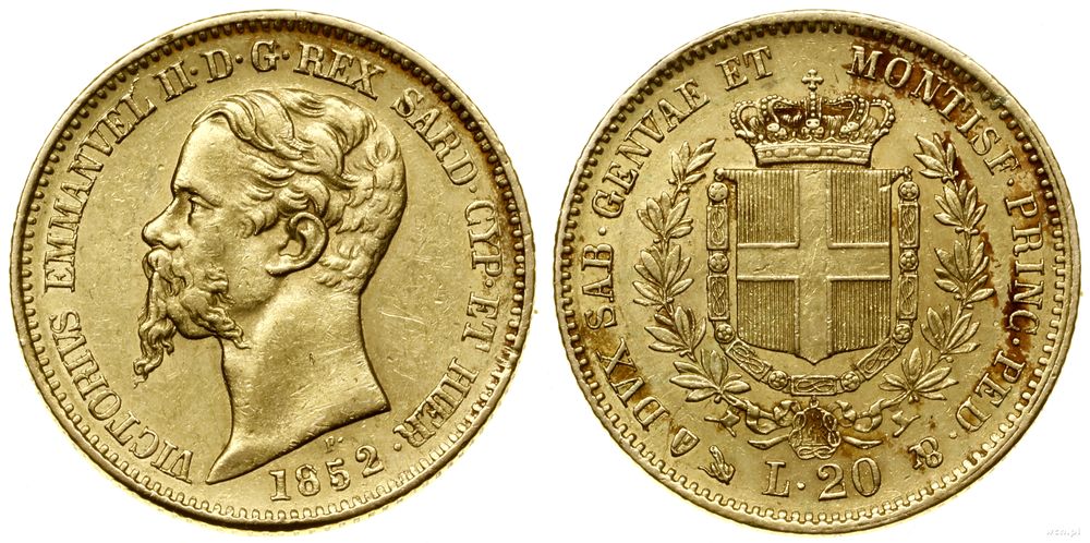 Włochy, 20 lirów, 1852
