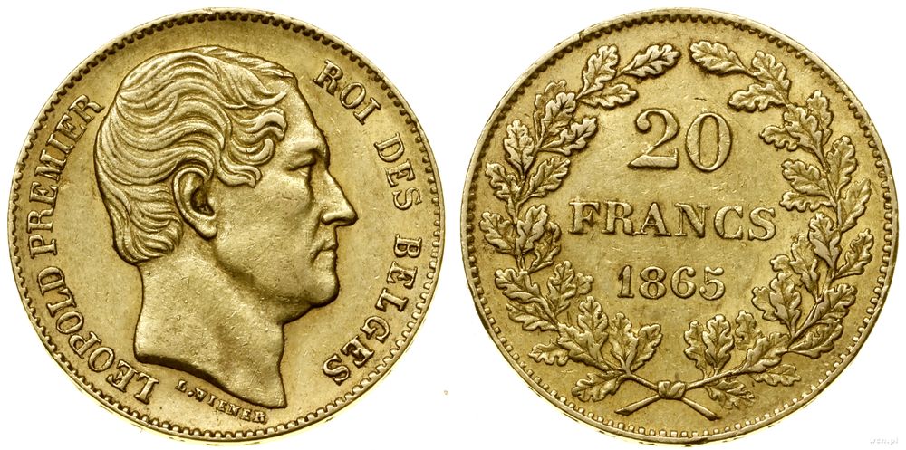 Belgia, 20 franków, 1865