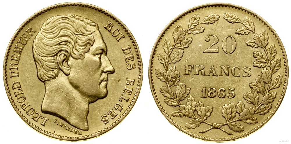 Belgia, 20 franków, 1865
