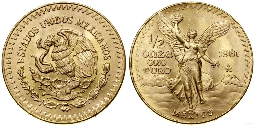 Meksyk, 1/2 onza oro puro = 1/2 uncji, 1981