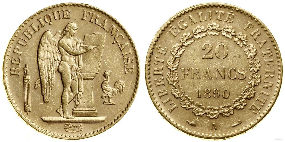 Francja, 20 franków, 1890 A