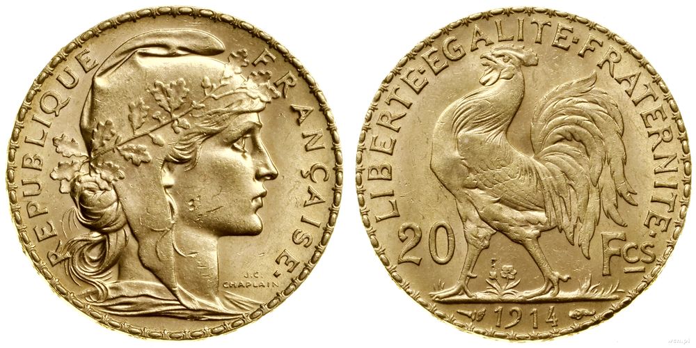 Francja, 20 franków, 1914