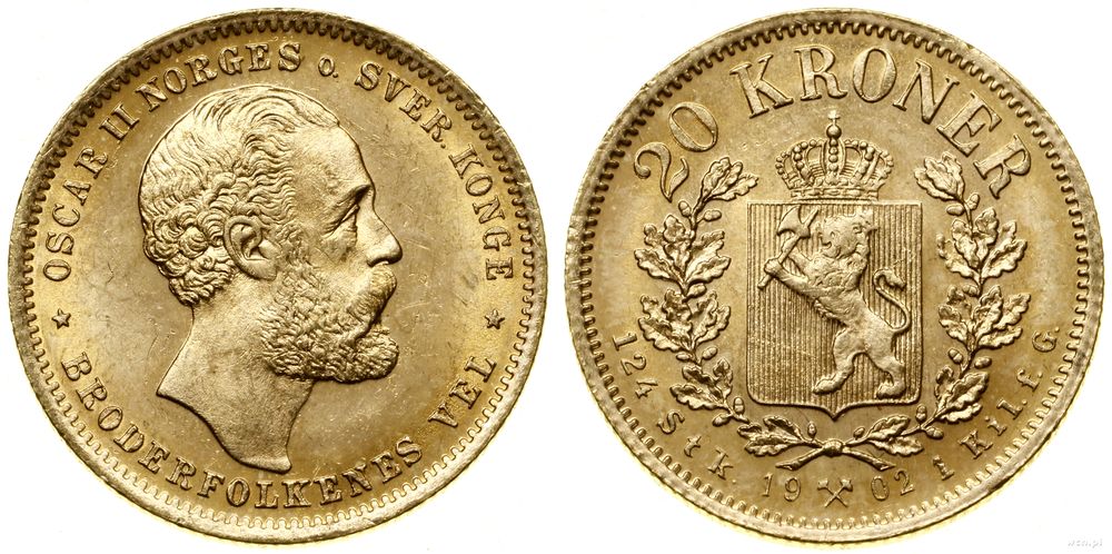 Norwegia, 20 koron, 1902