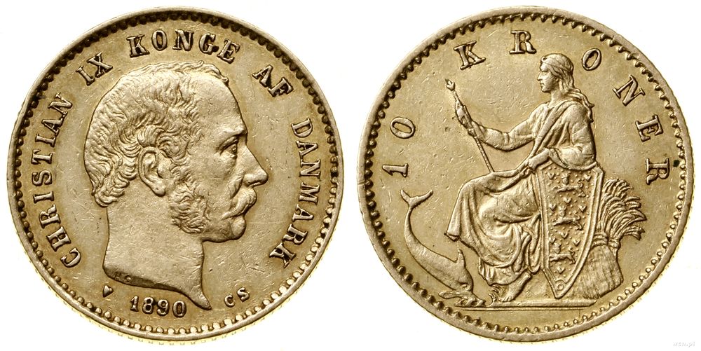 Dania, 10 koron, 1890 CS