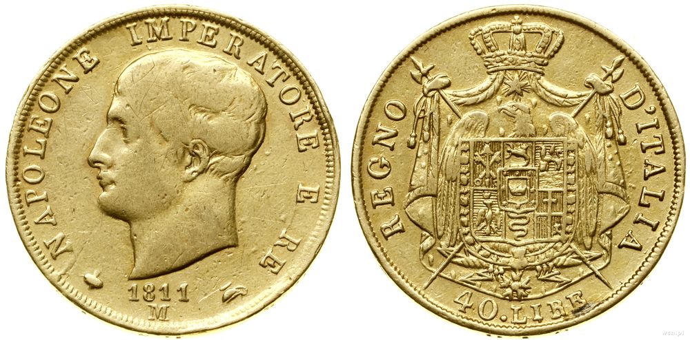 Włochy, 40 lirów, 1811 M