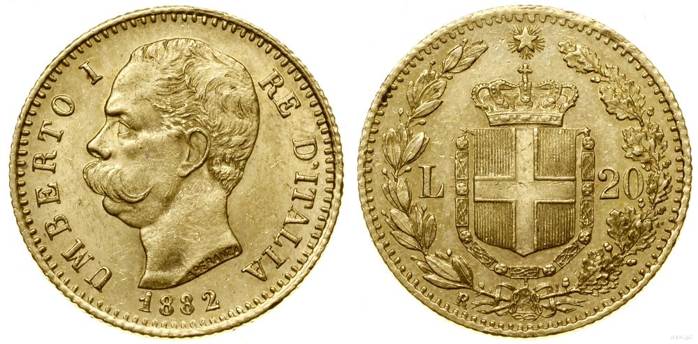 Włochy, 20 lirów, 1882 R