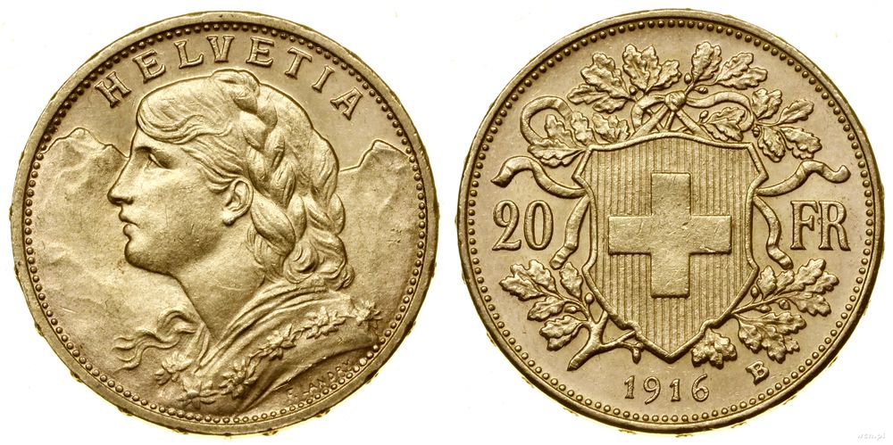 Szwajcaria, 20 franków, 1916 B