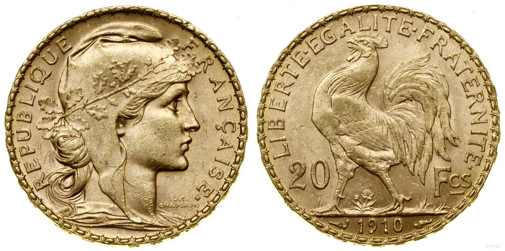 Francja, 20 franków, 1910