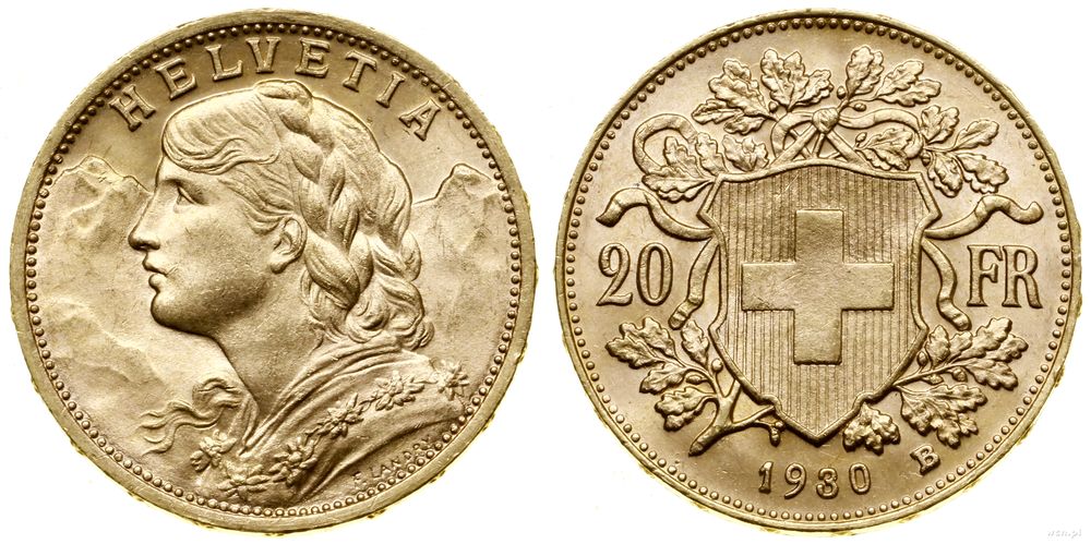 Szwajcaria, 20 franków, 1930 B