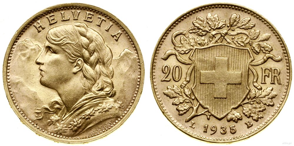 Szwajcaria, 20 franków, 1935 L-B