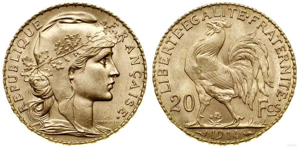 Francja, 20 franków, 1914
