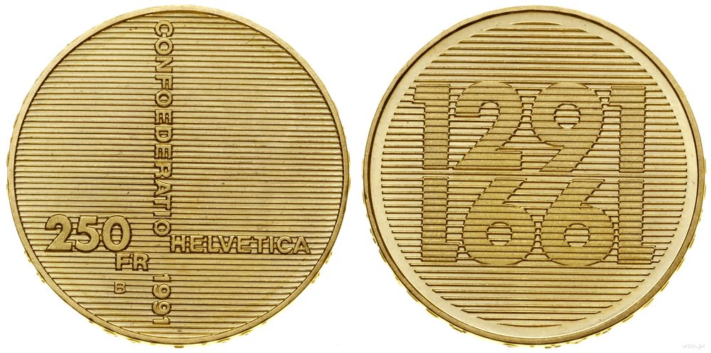 Szwajcaria, 250 franków, 1991 B