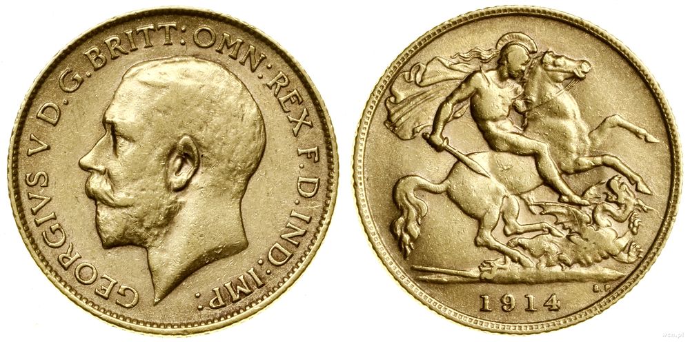 Wielka Brytania, 1/2 funta (1/2 sovereign), 1914