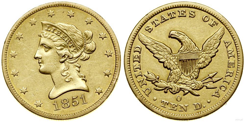 Stany Zjednoczone Ameryki (USA), 10 dolarów, 1851 O