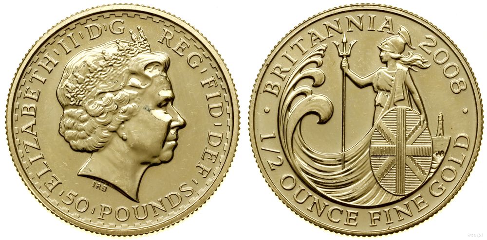 Wielka Brytania, 50 funtów = 1/2 uncji, 2008