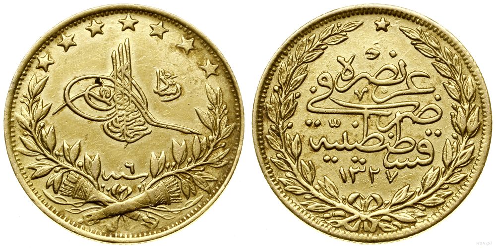 Turcja, 100 piastrów (kurush), AH1327+6 (1914)