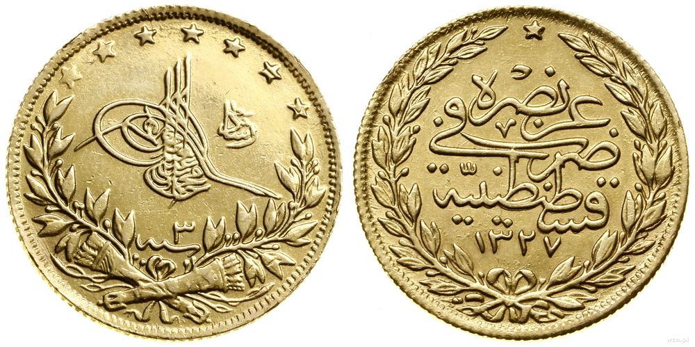 Turcja, 100 piastrów (kurush), AH1327+3 (1911)