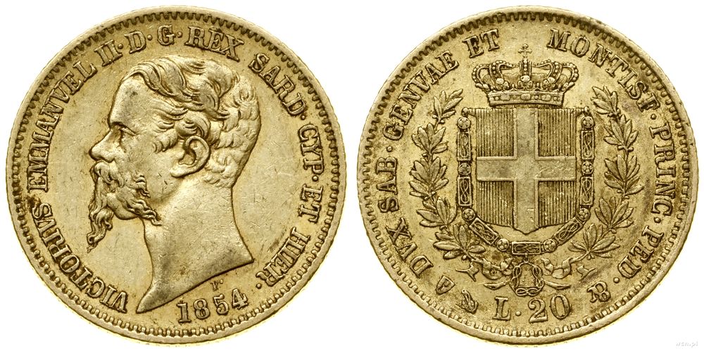 Włochy, 20 lirów, 1854