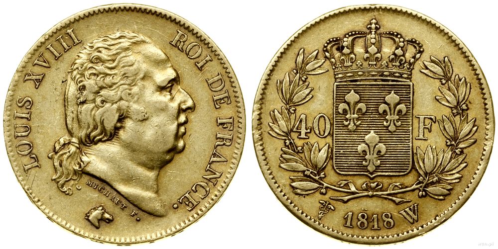 Francja, 40 franków, 1818 W