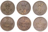 zestaw monet 2-fenigowych 1923, 1926, 1937, raze