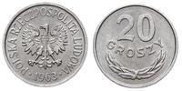 20 groszy 1963, Warszawa, aluminium, wyśmienite,