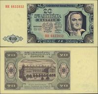 20 złotych 1.07.1948, seria HR, numeracja 665595