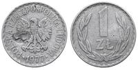 1 złoty 1977, Warszawa , na awersie kontrmarka o
