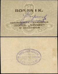 bon na 1 koronę (1919), na stronie głównej faksy