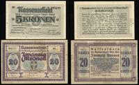 lot: 5 i 20 koron 1.11.1918, w zestawie 5 koron 
